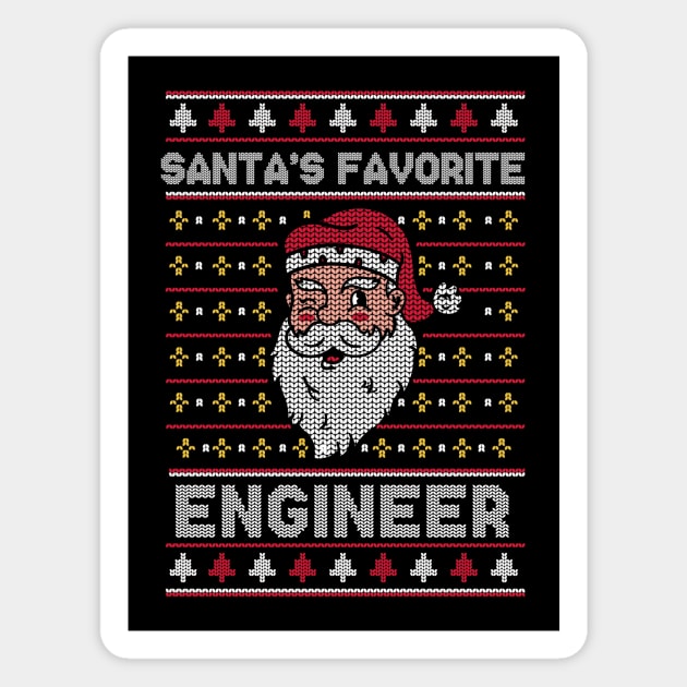 Santa's Favorite Engineer // Funny Ugly Christmas Sweater // Engineer Holiday Xmas Magnet by Now Boarding